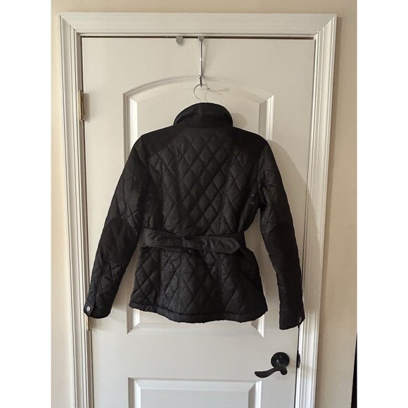 Vince Camuto Size Small Black Quilted Field Jacket Full Zip Elbow Patches - Picture 9 of 13